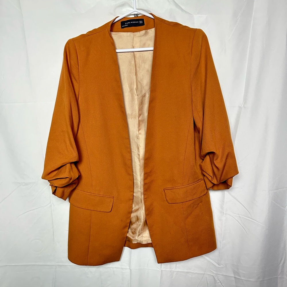 Zara Rust Orange Open-Front Blazer